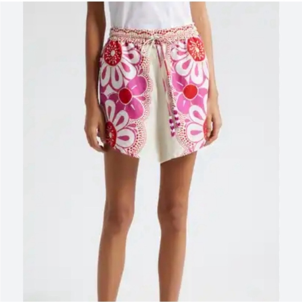 NWT Farm Rio Maia off white floral linen blend shorts drawstring shorts XS - Picture 3 of 12